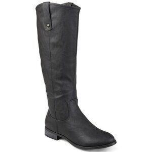 Journee Collection Women's Taven Stacked Heel Western Detail Mid Shaft Boots
